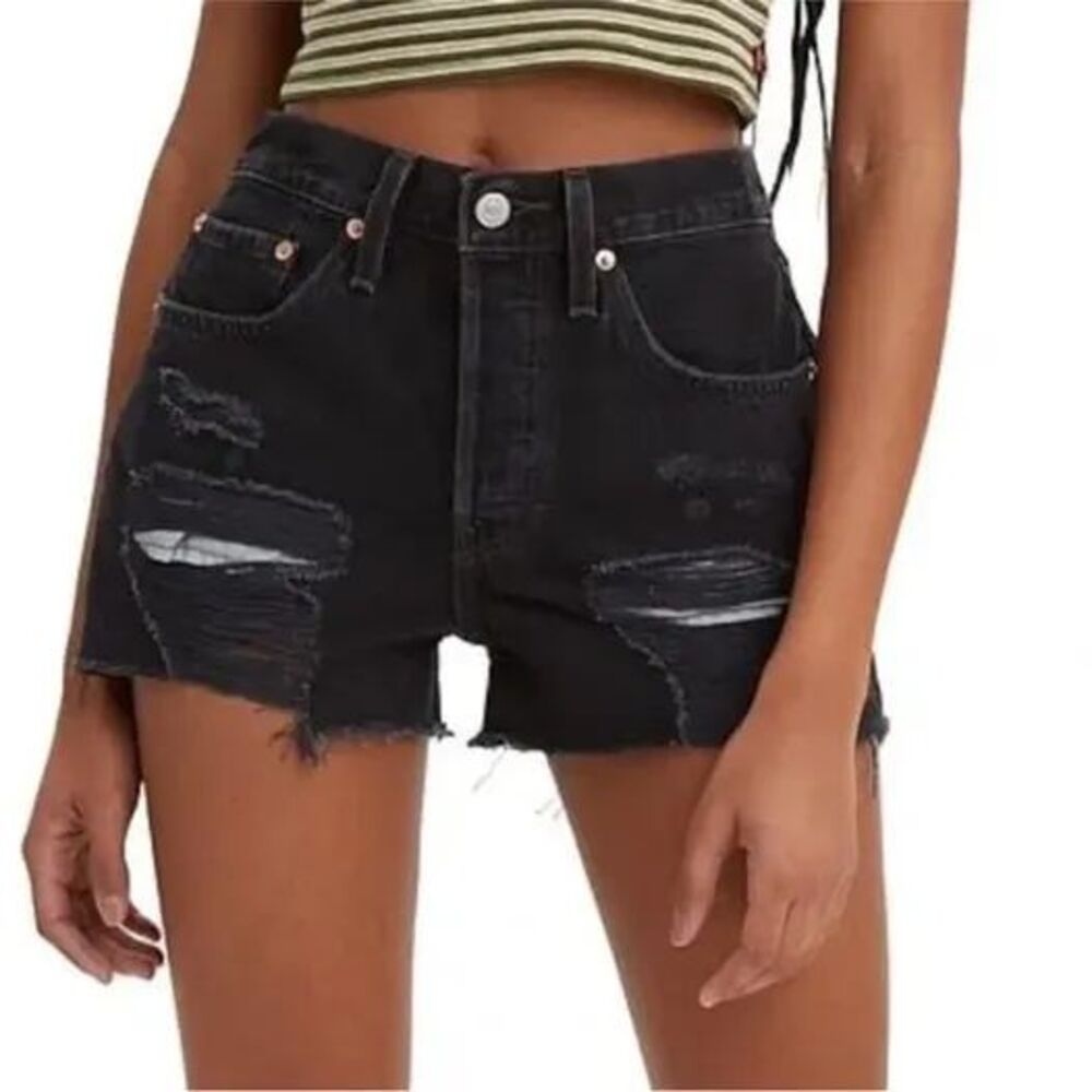 Levi's® 501TM Black Distressed Women's  Jean Shorts SZ 28 NEW